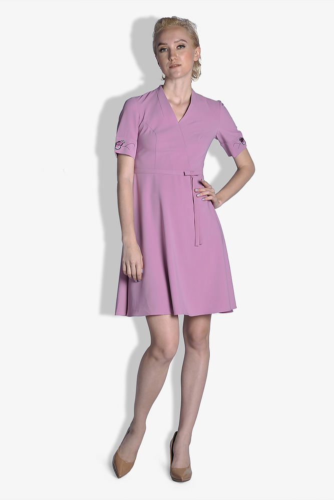 Đầm tay đính họa tiết - Hồng - L
