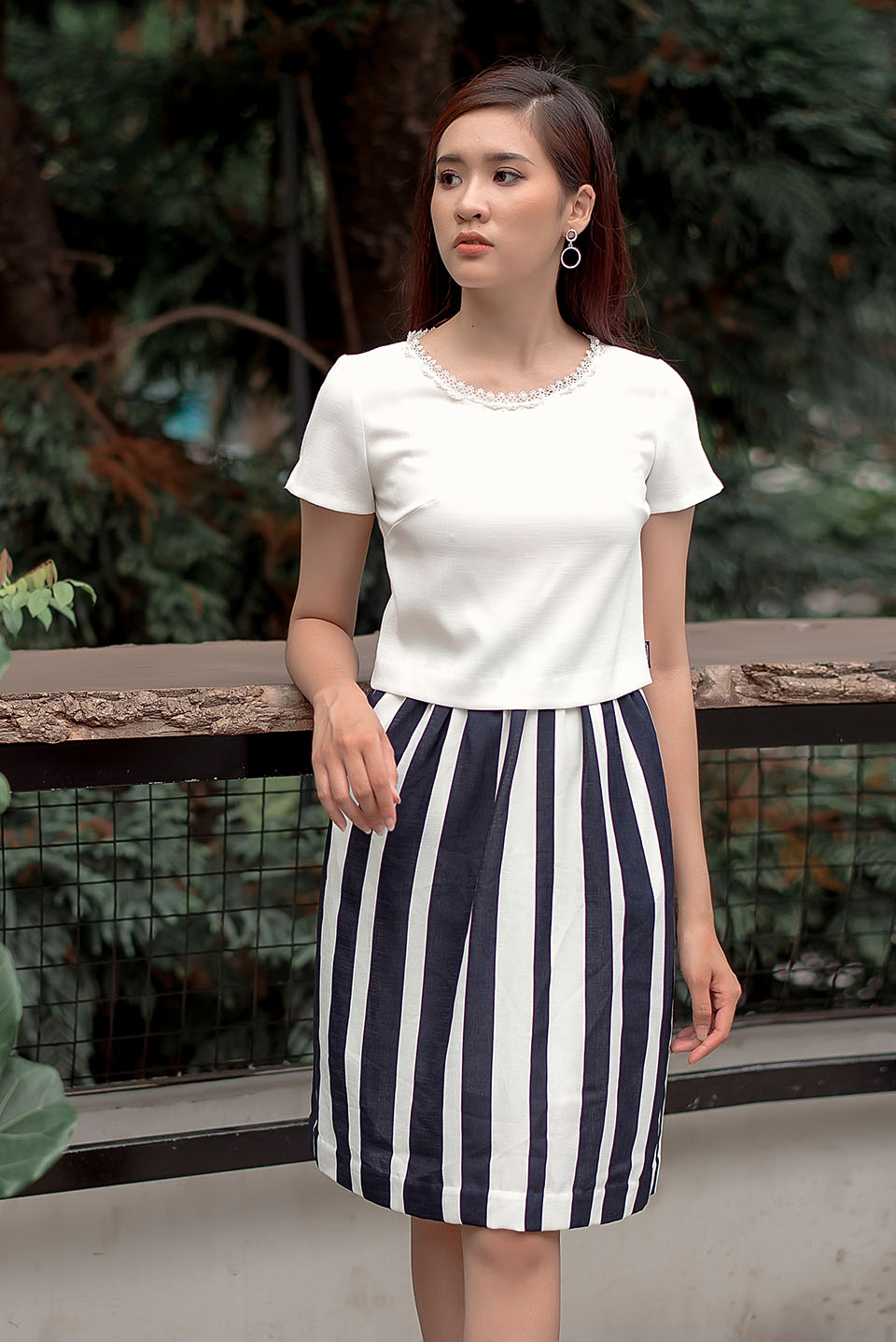 Chân váy kẻ xòe A