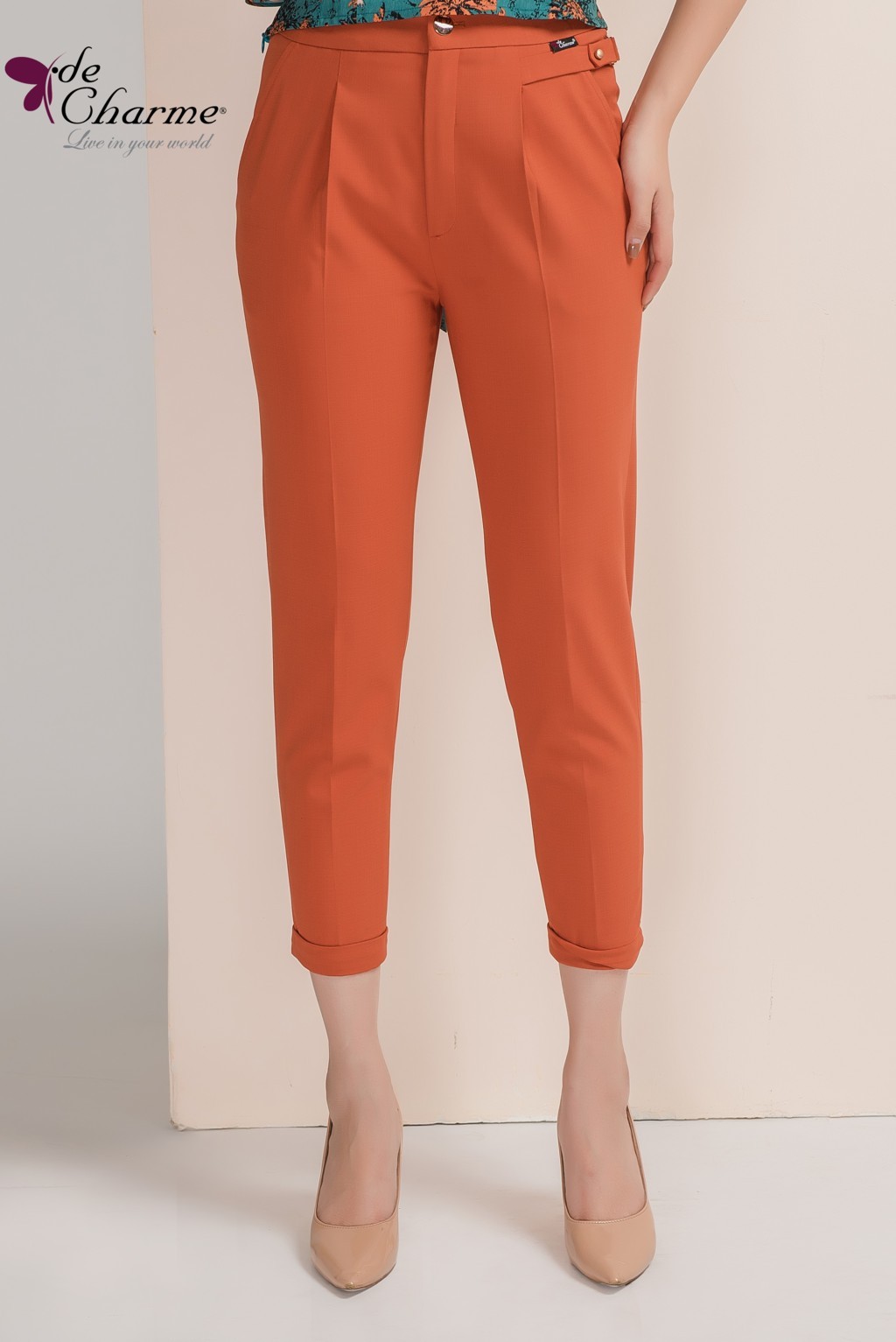 Quần baggy đai sườn - Cam - M