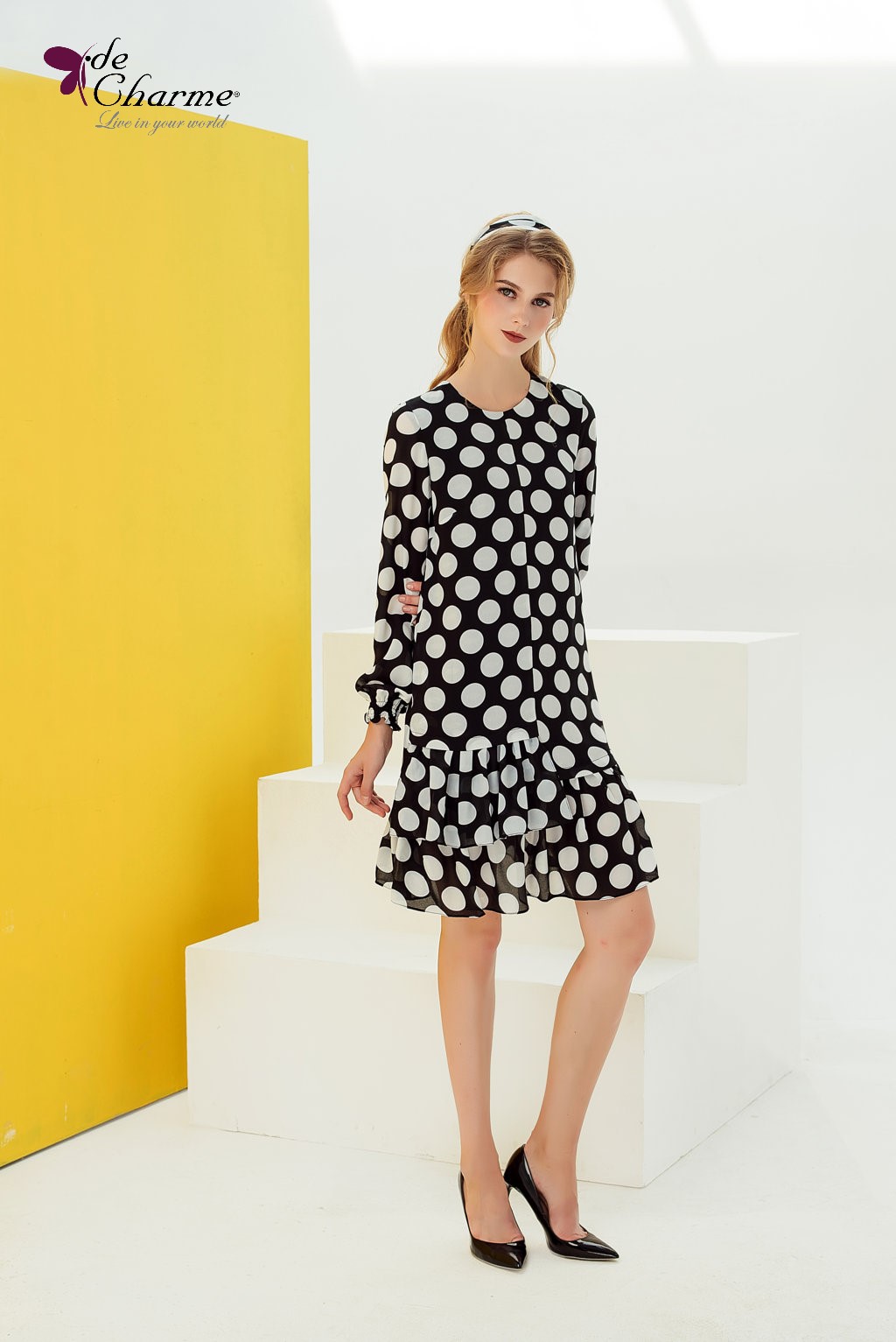 Đầm bi gấu lệch 2 tầng - Floral - M
