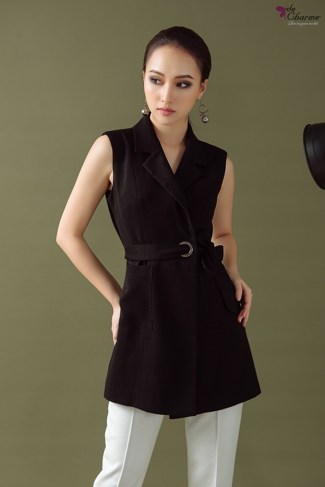 Vest sát nách mở vạt đính khuy