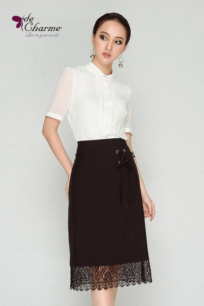 Chân váy trần chỉ can ren