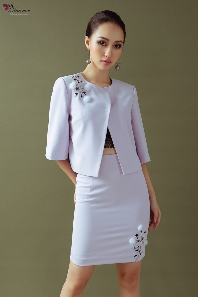 Vest thêu hoa bông - Tím - S