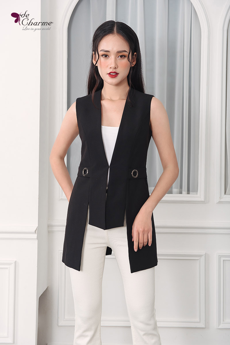 Vest sát nách gấu dài ngắn - Đen - S