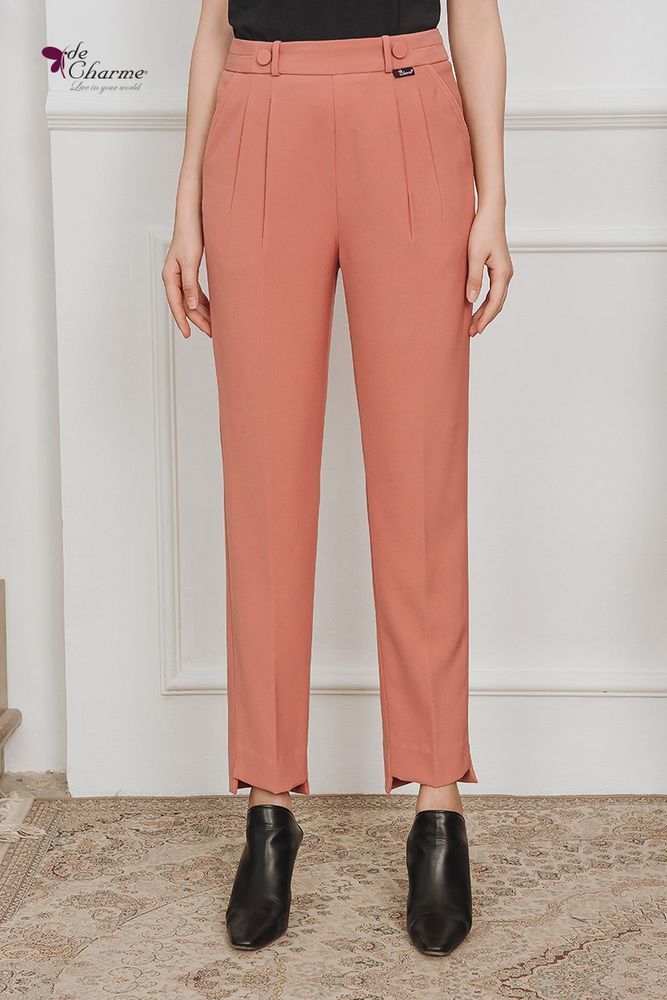 Quần baggy xẻ V cạnh gấu - Hồng - L