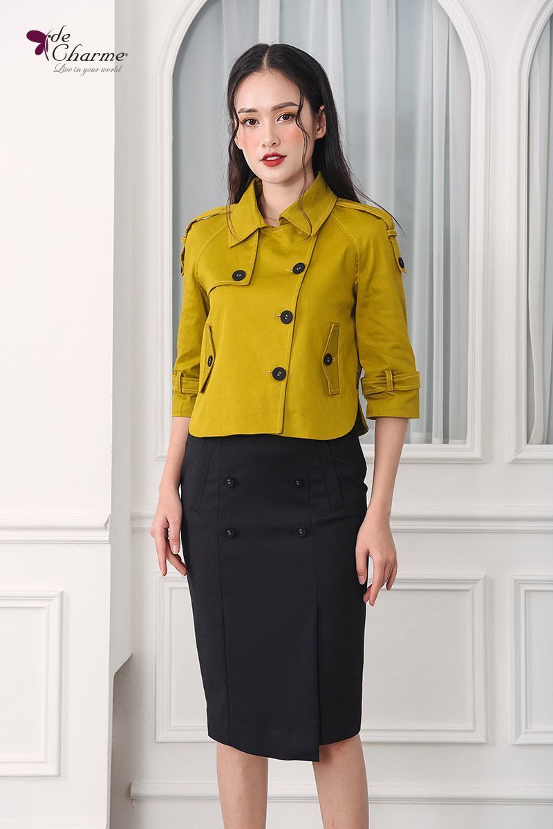Vest ngắn gấu lượn tôm - Vàng mù tạt - M