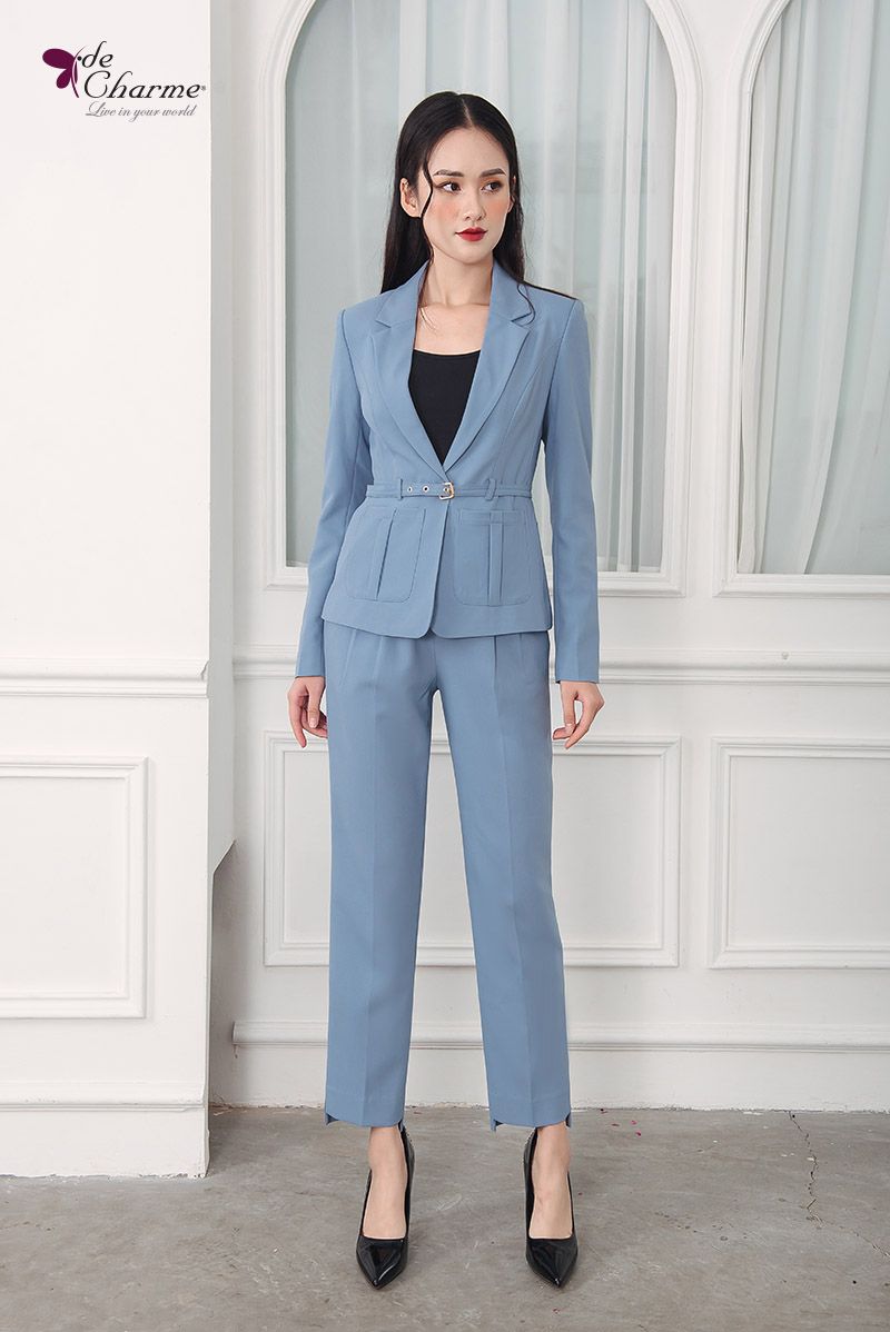 Vest xếp ly túi ốp - Xanh da trời - S