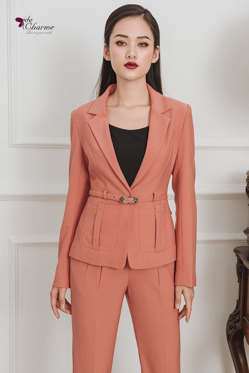 Vest xếp ly túi ốp - Hồng - S