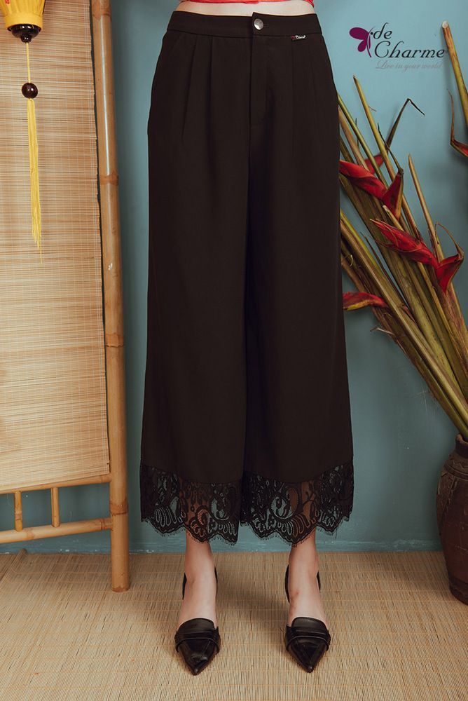 Quần lửng can ren gấu - Đen - S