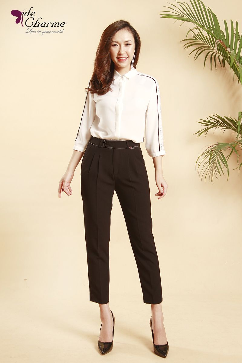 Sơ mi in chữ sống tay - Trắng - XL