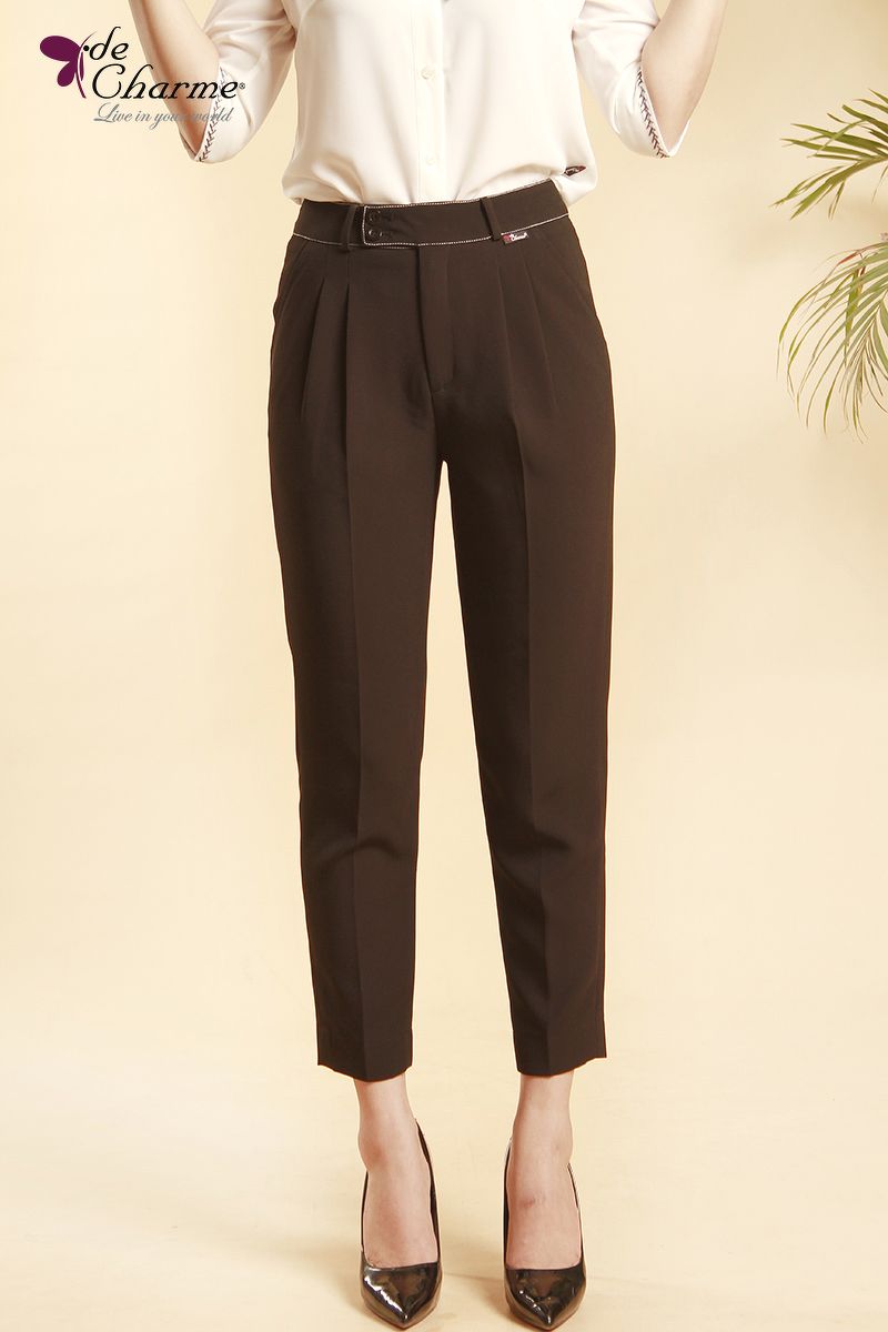 Quần baggy quai nhê 2 ly - Đen - M