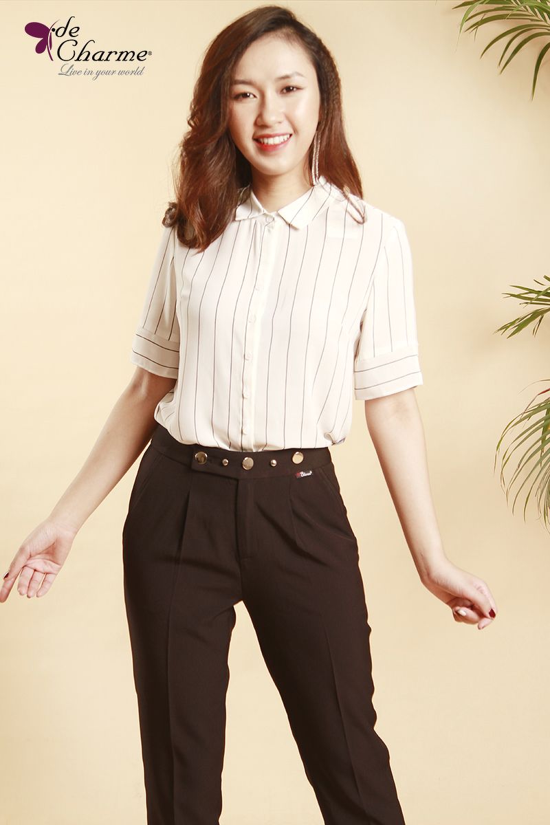 Sơ mi xẻ cổ đức (Next) - Kẻ sọc - S