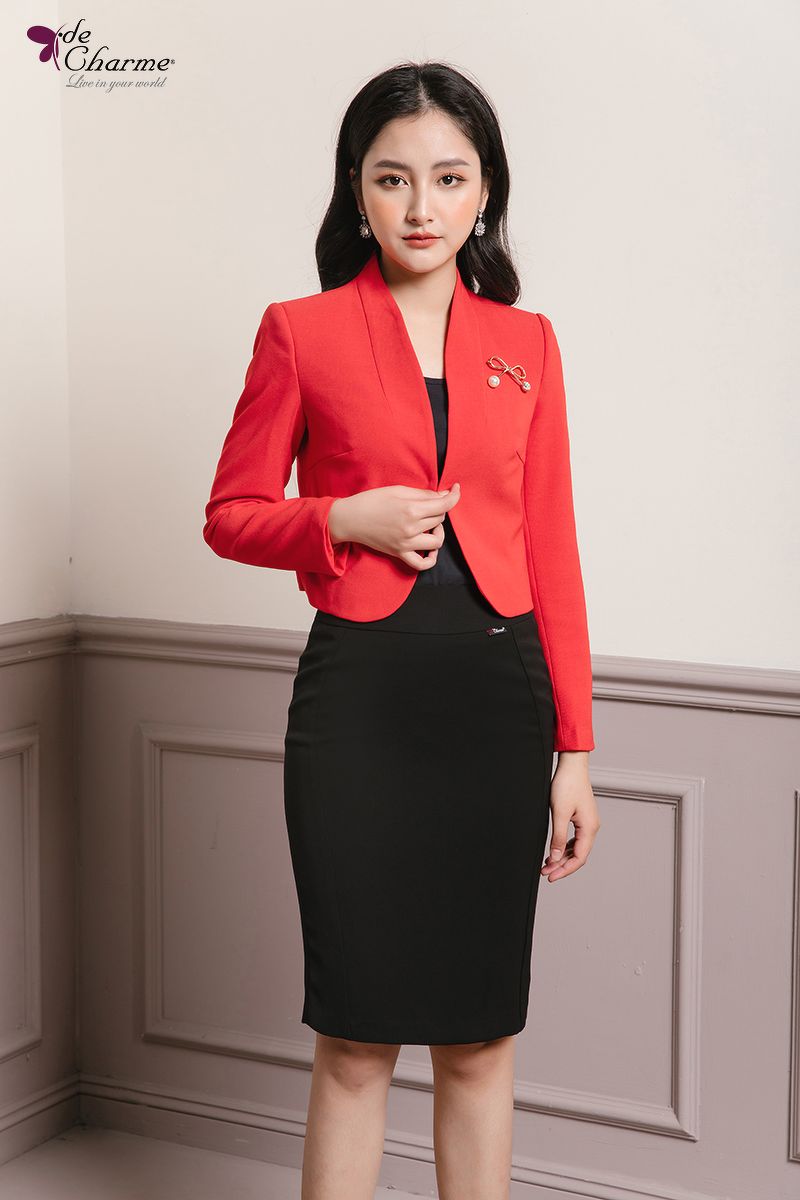 Vest cổ leo phối tròn - Đỏ - M