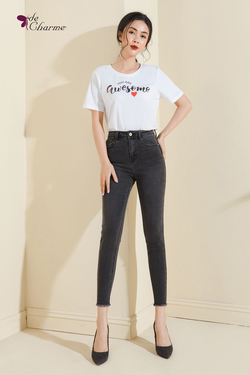 Quần skinny Jean ghi nhạt (Next) - Xám - L