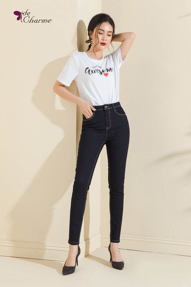 Quần skinny Jean (Next) - Xanh navy - L