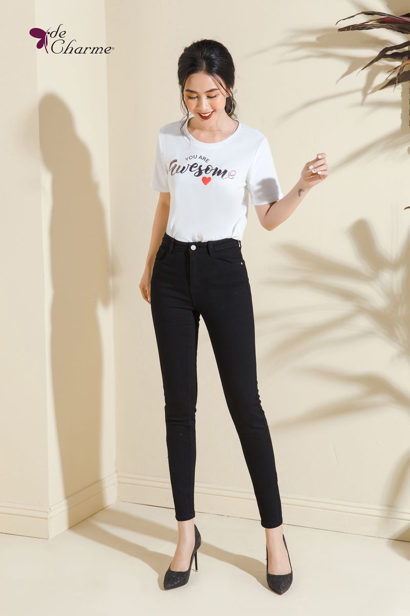 Quần skinny Jean côn đen (Next) - Đen - M