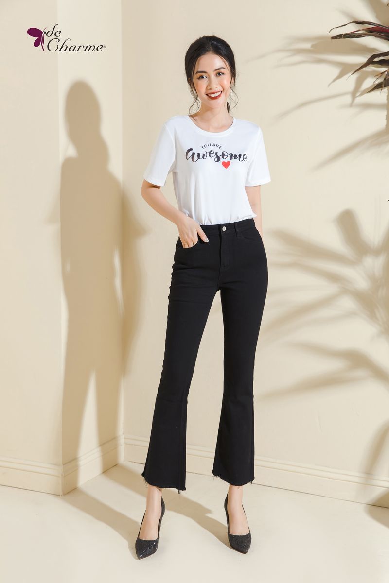 Quần Jean ống vẩy đen (Next) - Đen - L