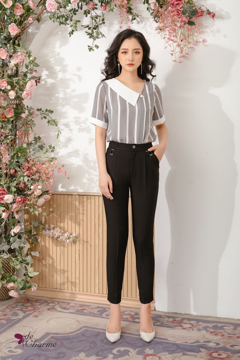 Quần baggy đai kẹp ly - Đen - M