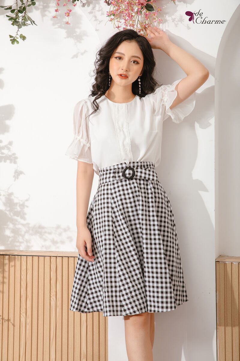 Sơ mi trắng tay xếp ly (the Next) - Trắng - S