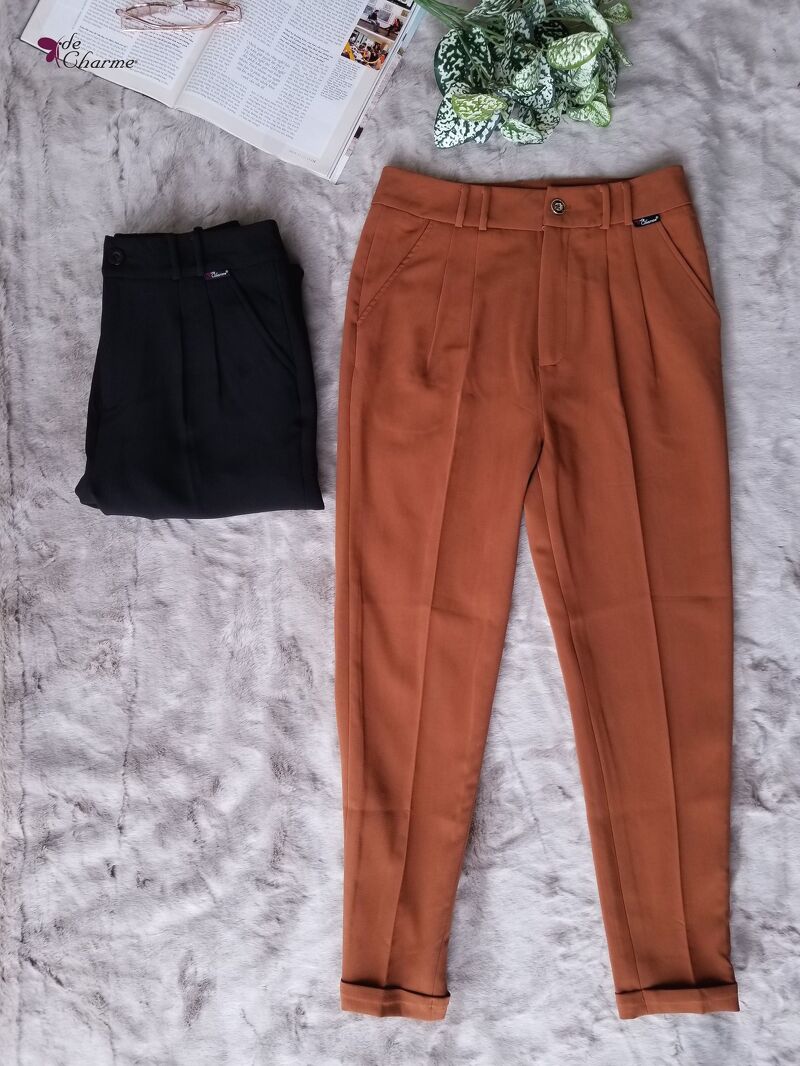Quần baggy ô đai cạp - Nâu - M