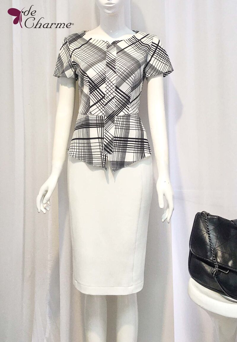 Sơ mi kẻ tùng peplum - Kẻ sọc - S