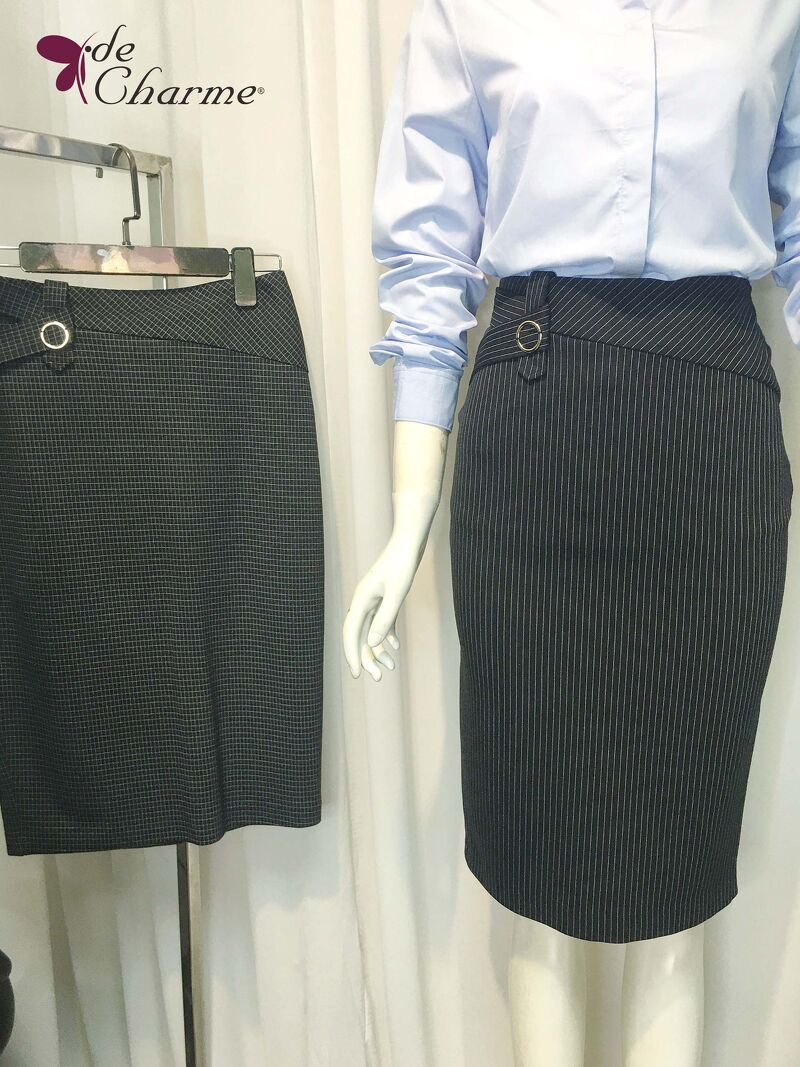 Chân váy umi cạp móc tròn - Caro - S