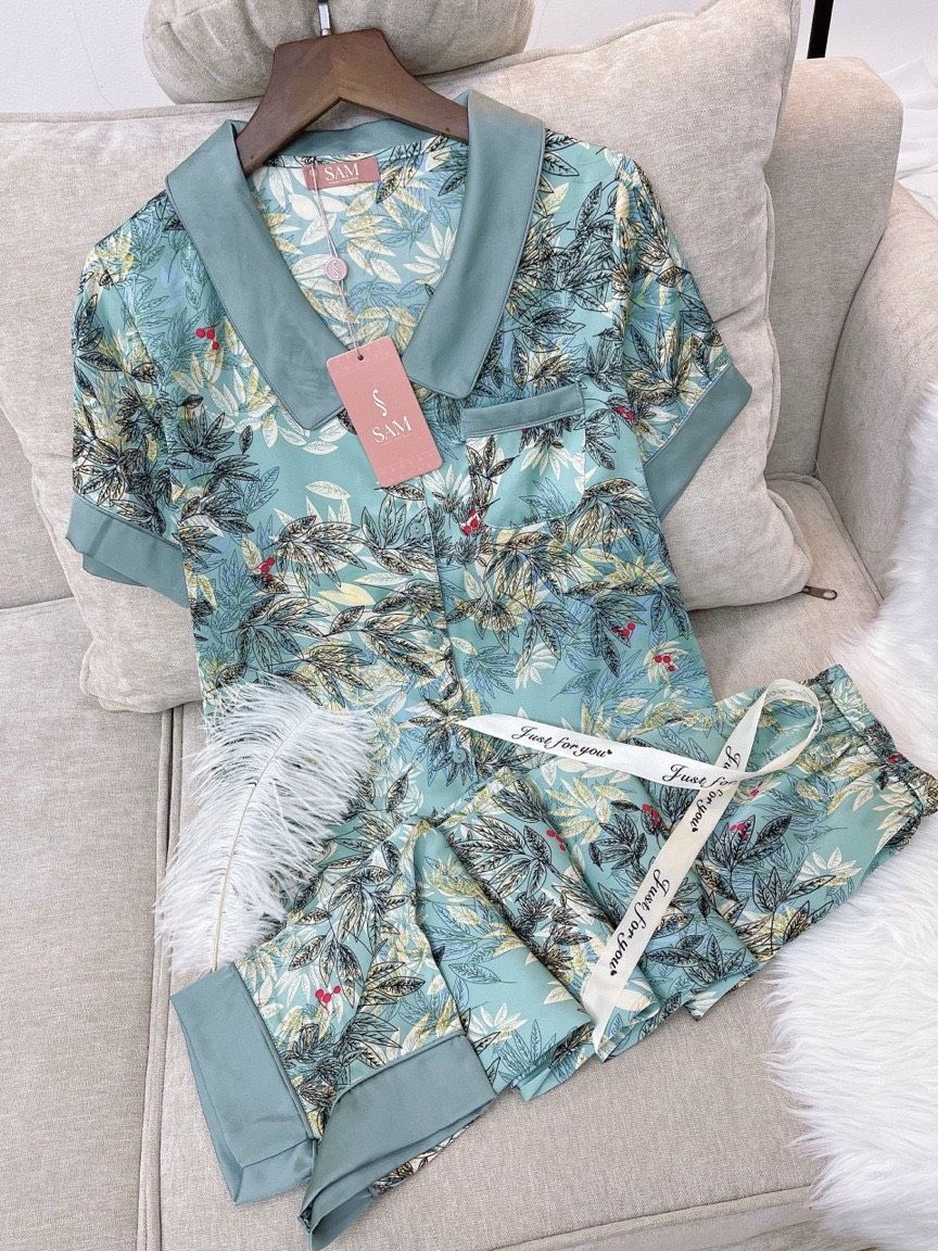 Bộ Pijama cổ sen nhọn (Home) - Xanh ngọc - S