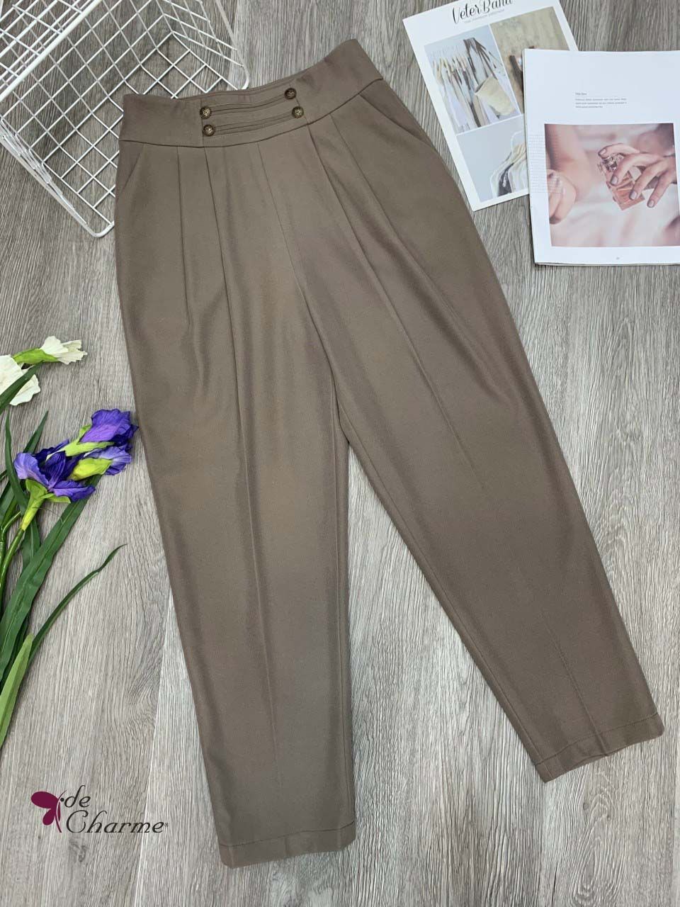 Quần baggy 2 ly cạp 4 cúc - Nâu - L