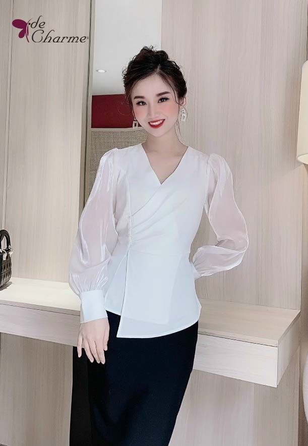 Sơ mi dài tay thân vắt xếp ly