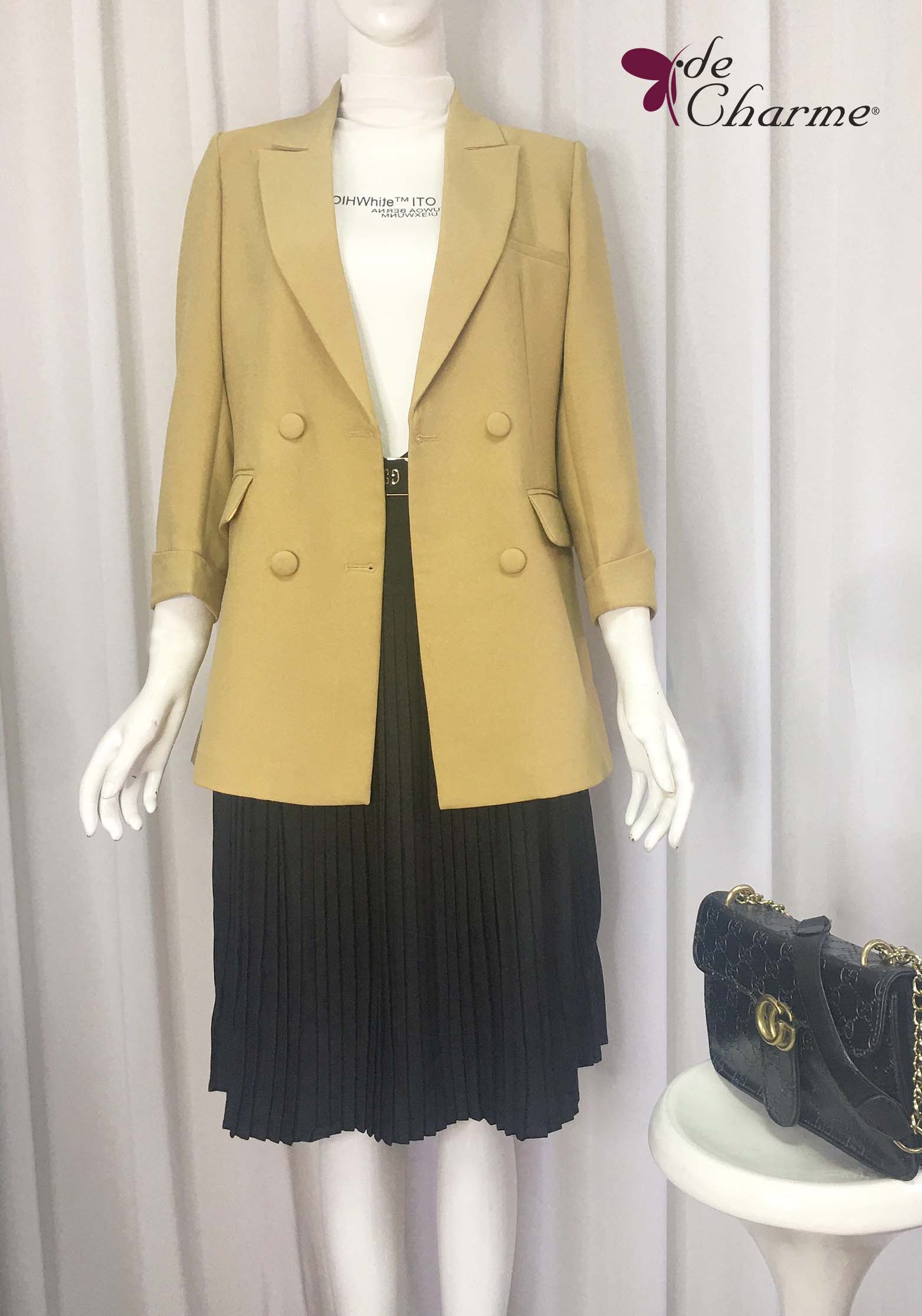 Blazer tay lửng lơ vê gấu - Vàng - S