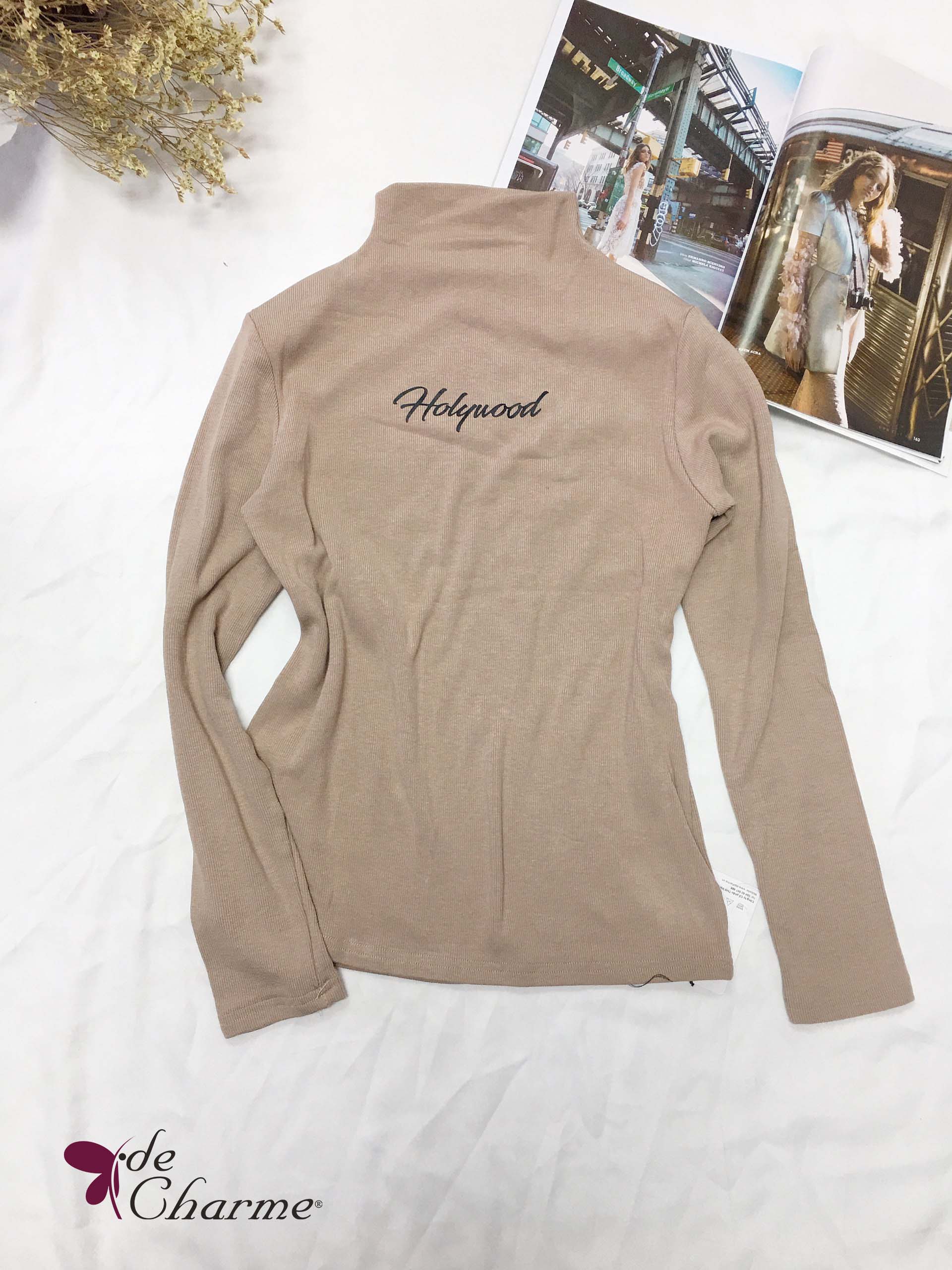 Áo thun tăm cổ leo - Nâu - Free size