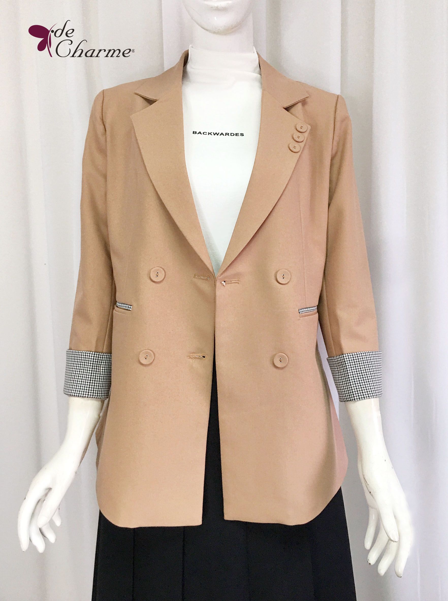 Blazer tay lật phối kẻ