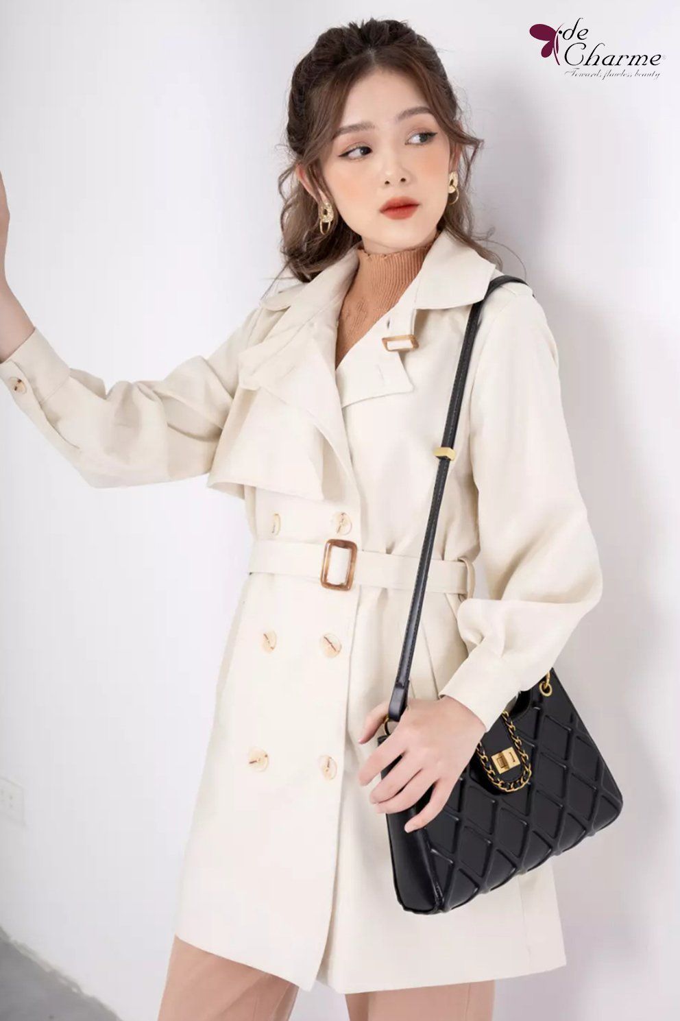 Áo khoác trench coat tay bồng