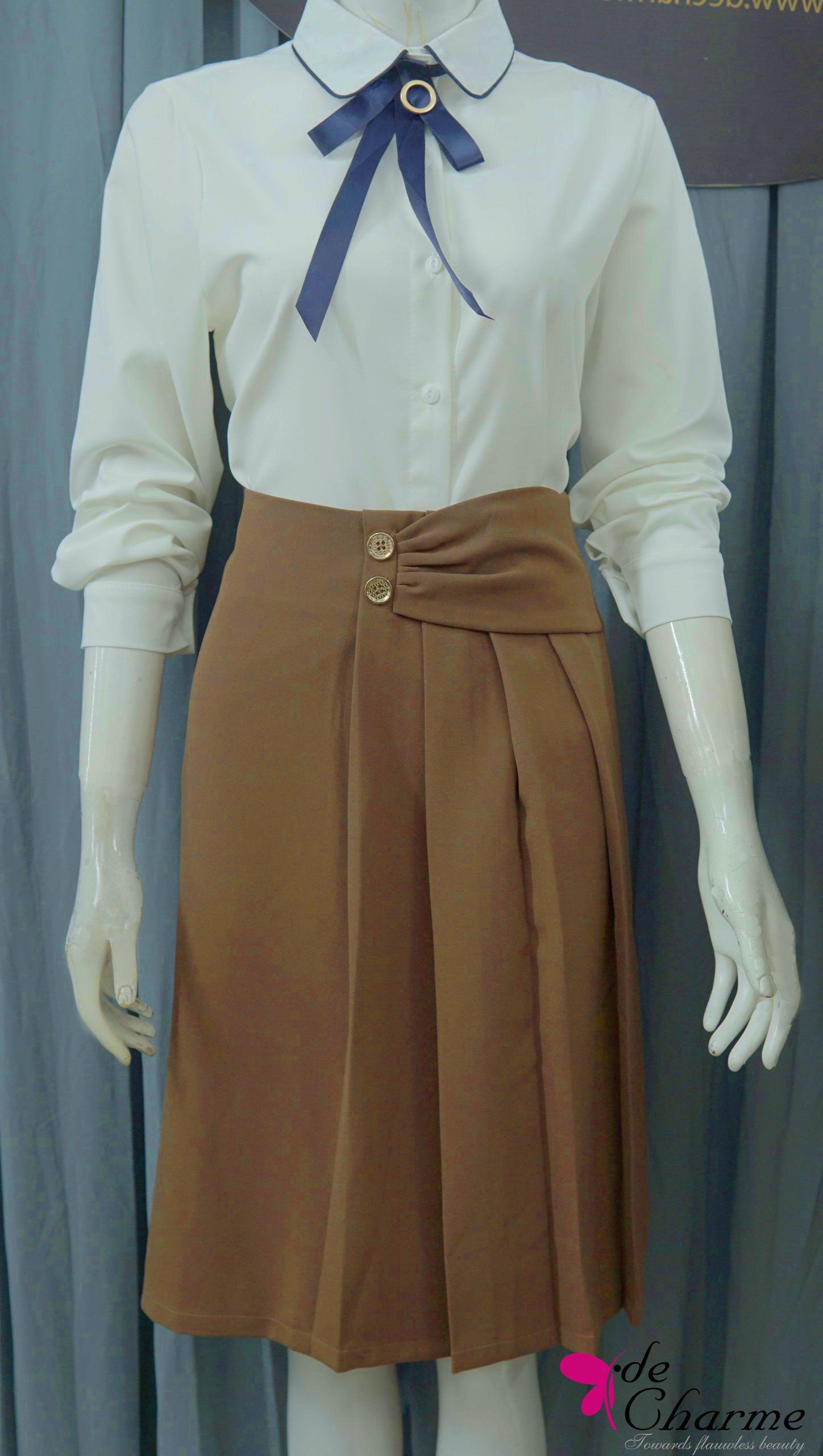 Sơ mi cổ đức viền lé - Trắng - Free size