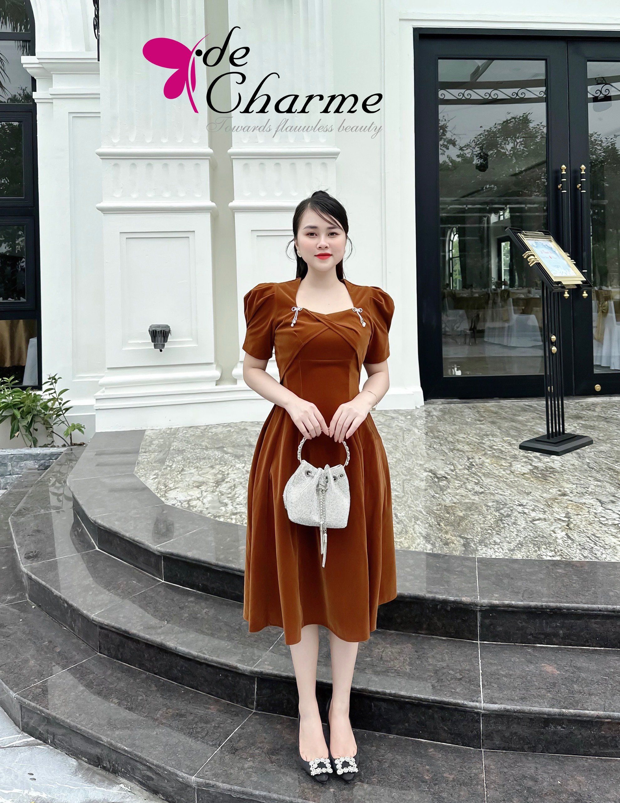 Váy Nhung Cổ Vuông | Shopee Việt Nam