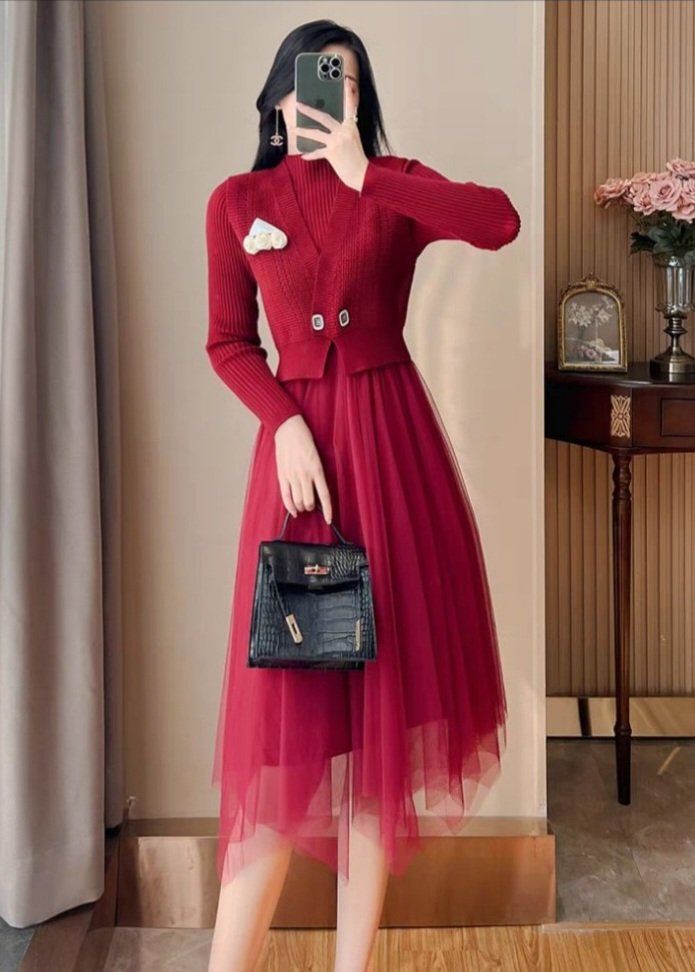 Váy Xinh Min's - Sét váy len Gile kèm bell túi - 2 màu - #430k | Facebook