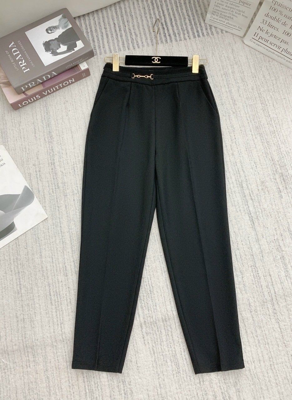 Quần baggy cạp phối đai lệch - Đen - S