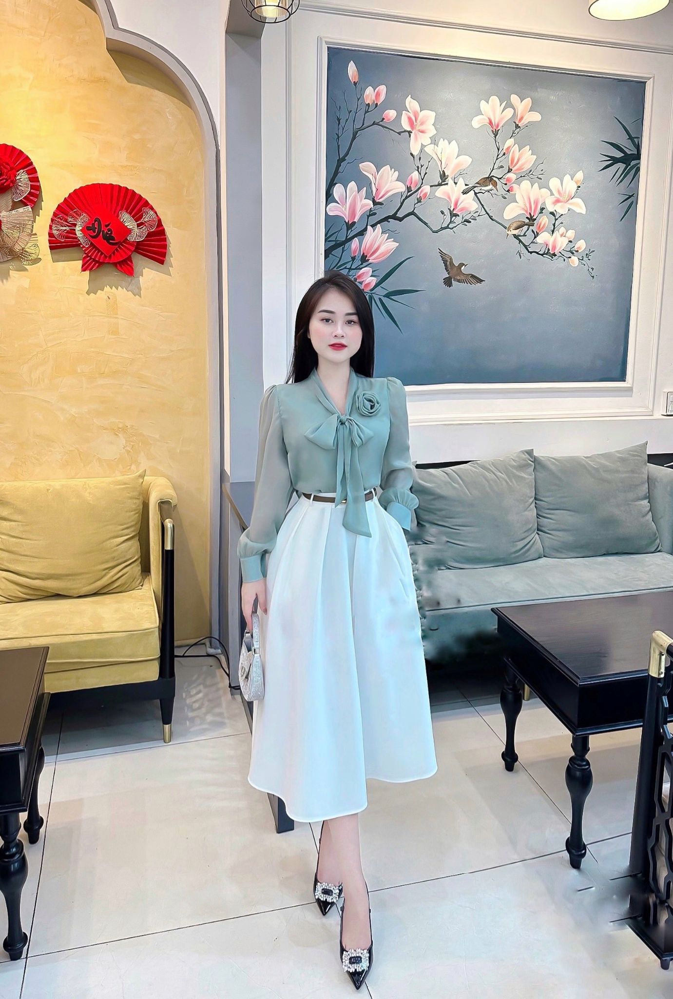 Chân váy dài Voan xếp ly sang chảnh - Chân váy | ThờiTrangNữ.vn