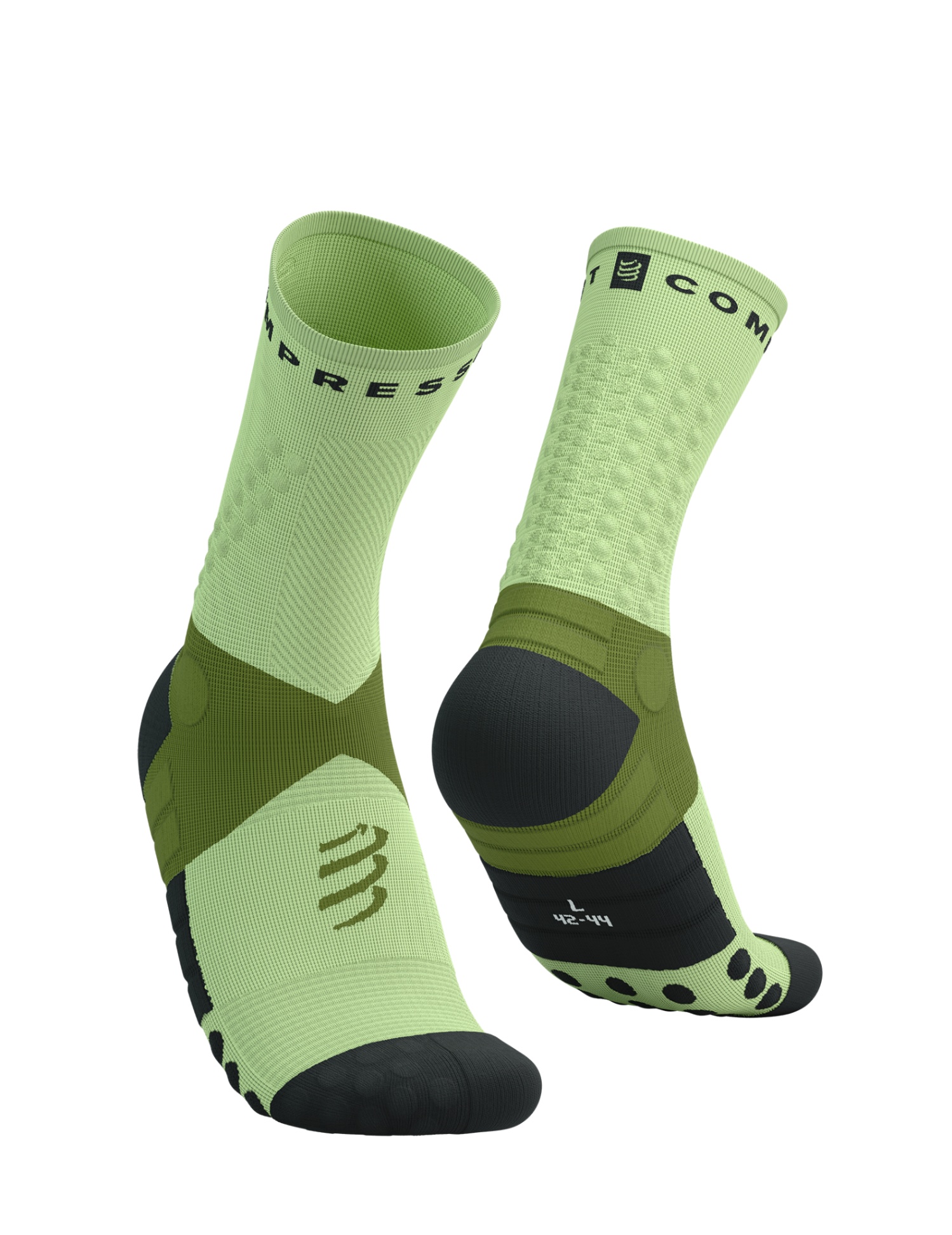 Tất Chạy Bộ Compressport Ultra Trail Socks V2.0 - Woodbine/Shadow Lime
