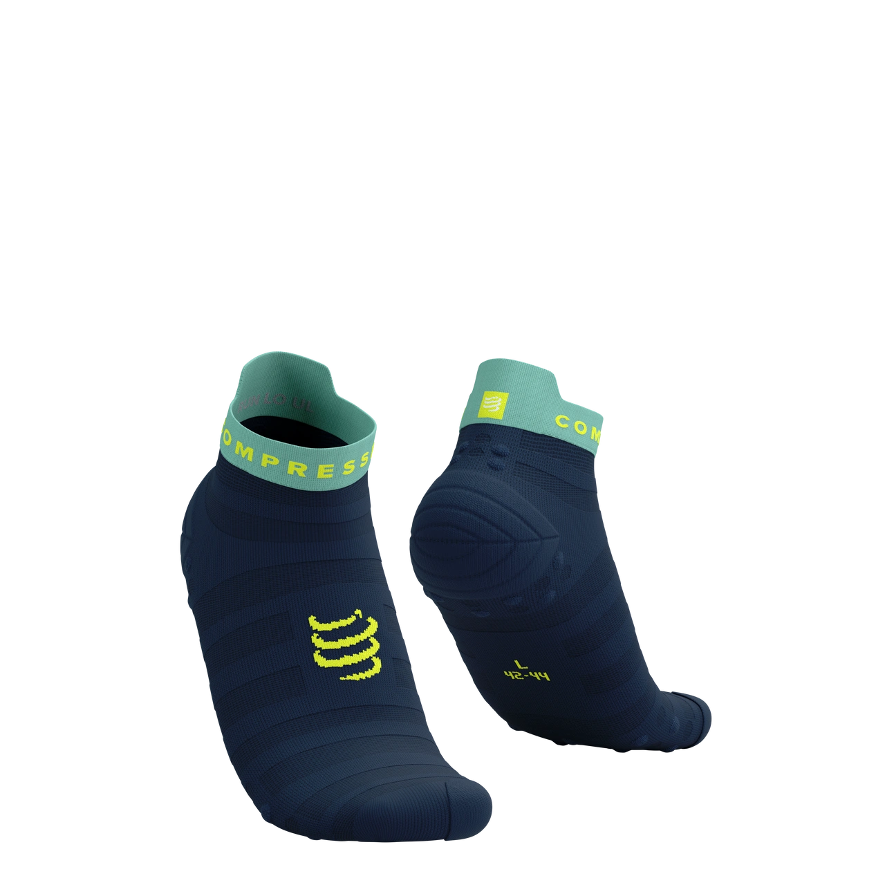 Tất chạy bộ Compressport Pro Racing Socks v4.0 Ultralight Run Low - Dress Blues/Eggshell Blue/Green Sheen