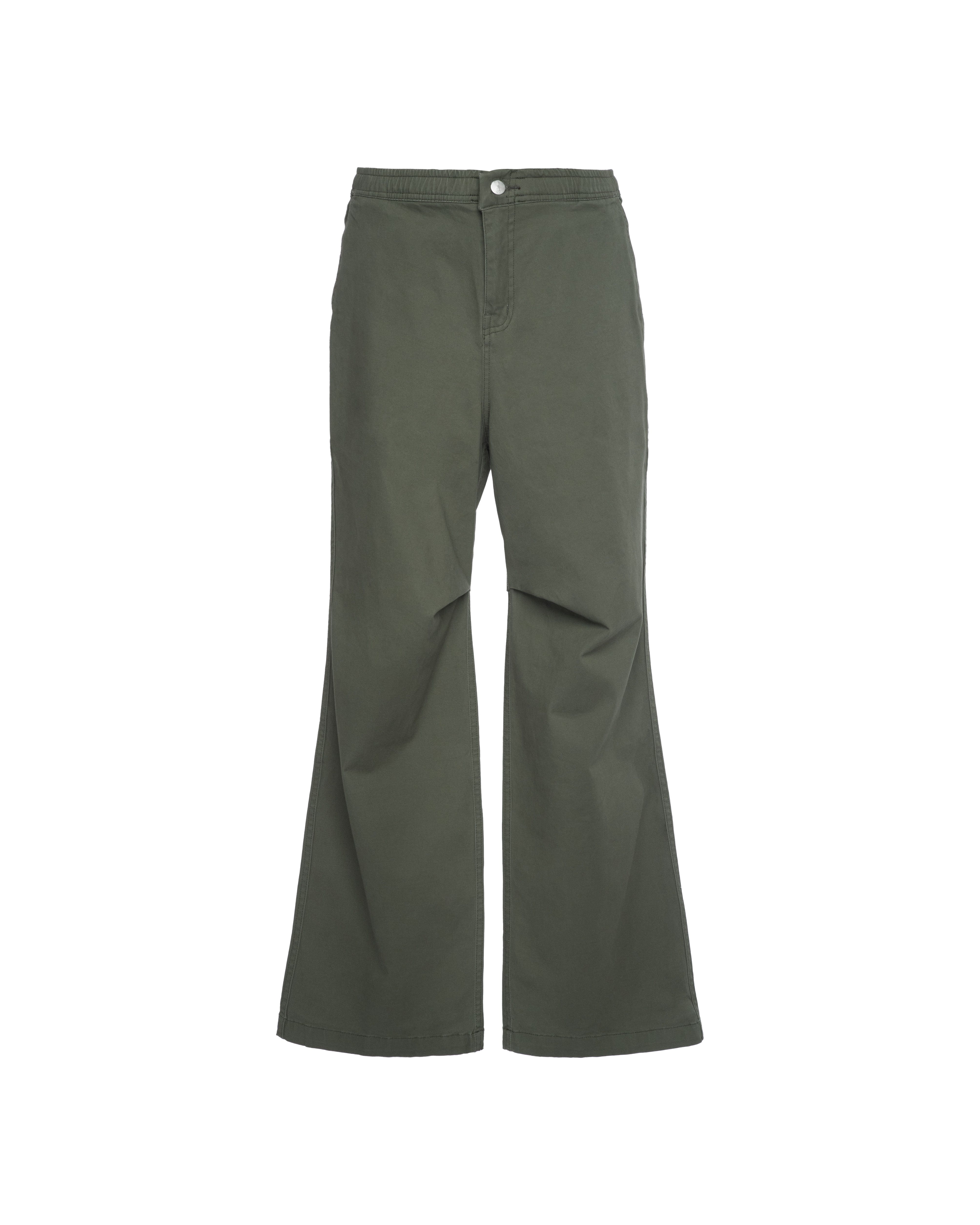 STRESSMAMA KHAKI WIDE LEG PANTS  - MOSS GREEN