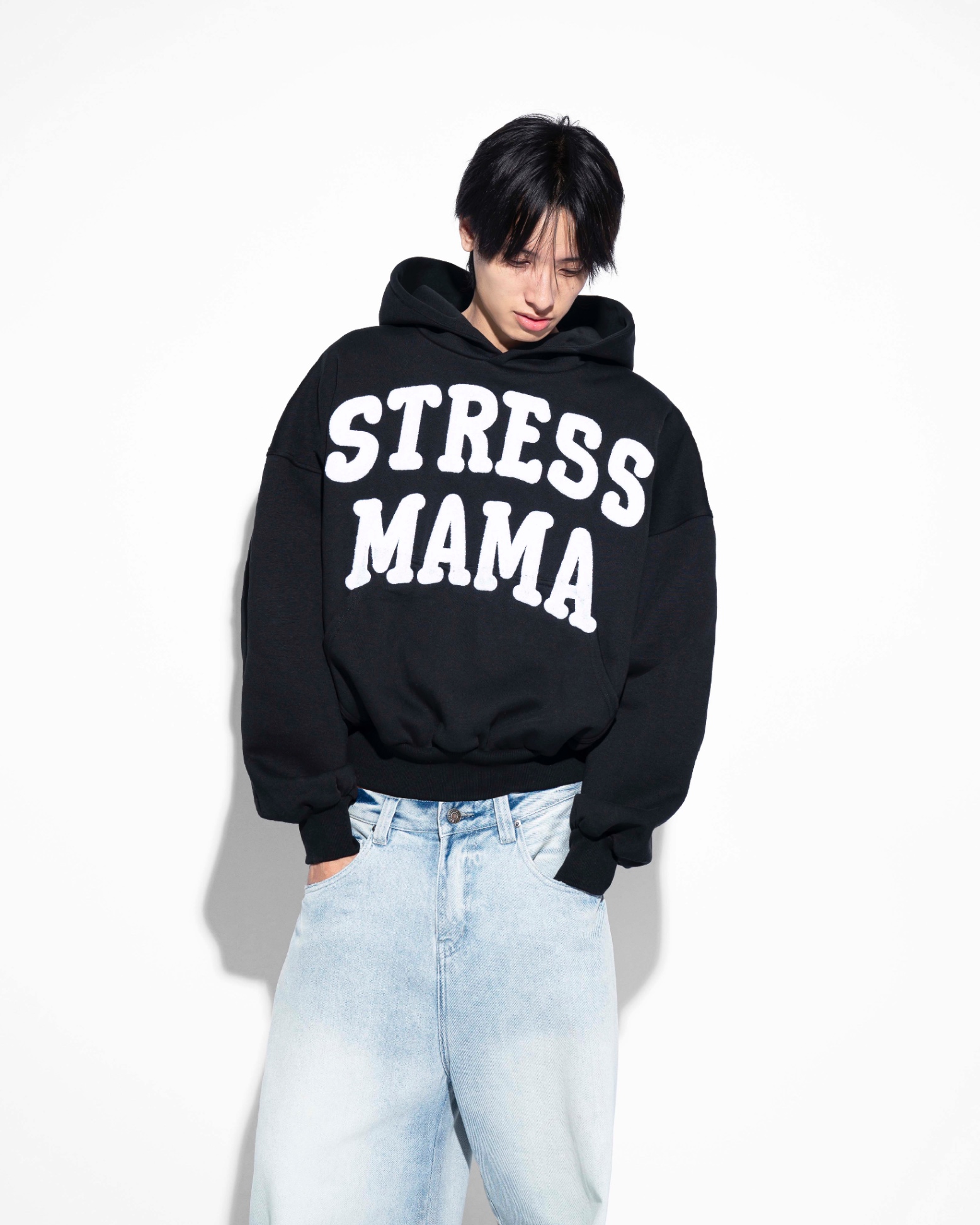 SSMA EMBROIDERY HOODIE - BLACK