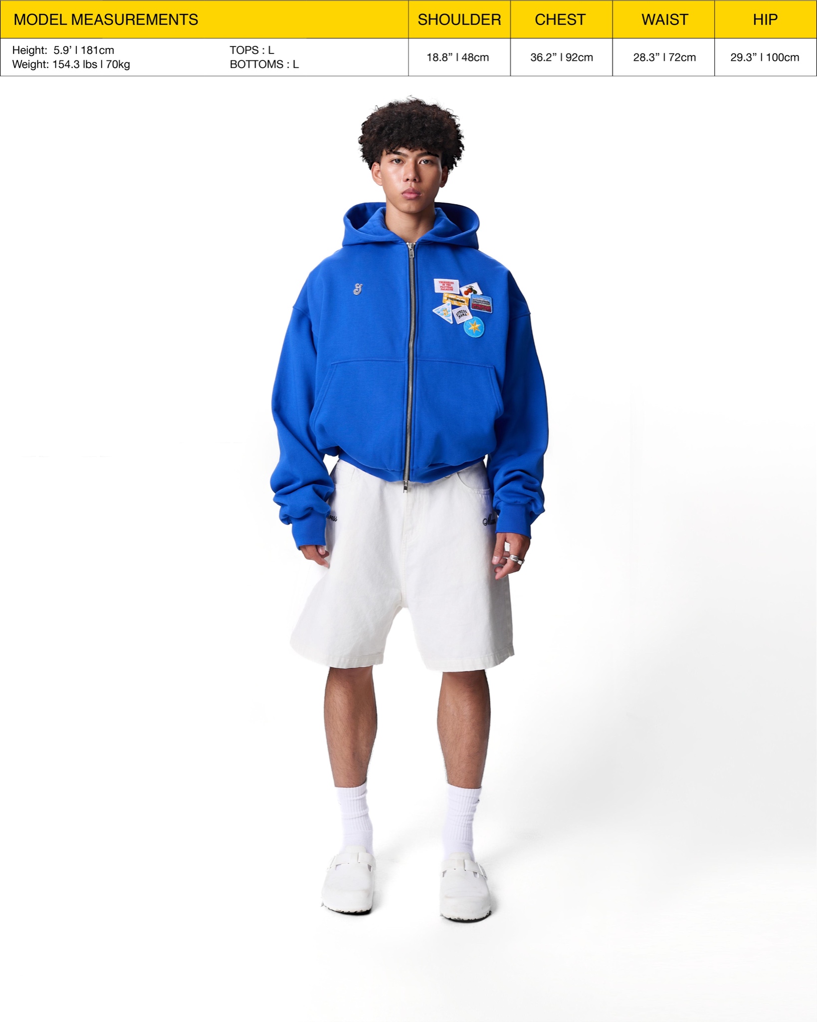 SS24 PATCH ZIP HOODIE - BLUE