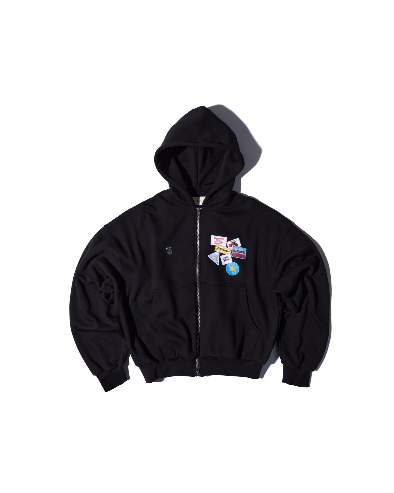 SS24 PATCH ZIP HOODIE - BLACK