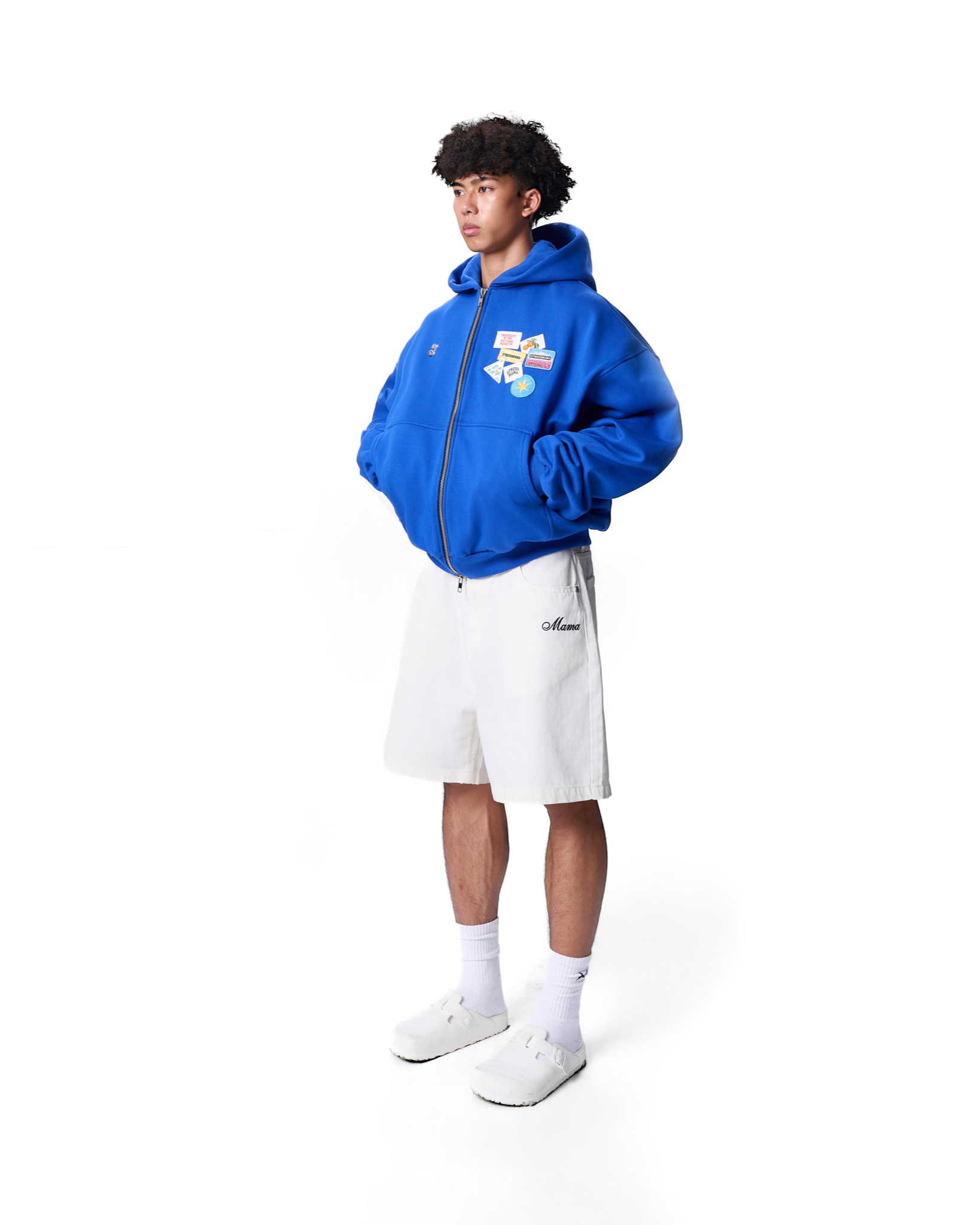 SS24 PATCH ZIP HOODIE - BLUE