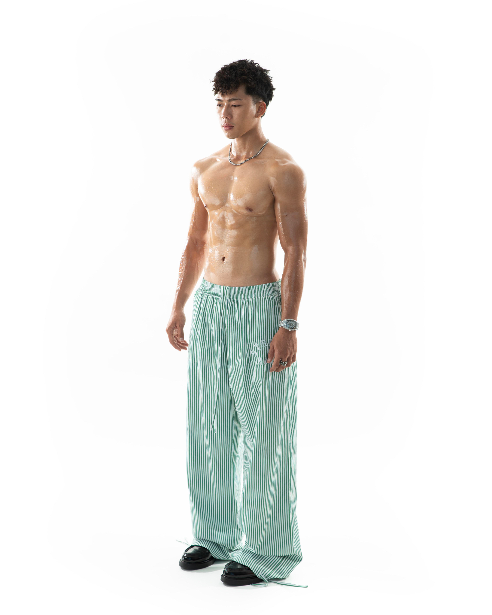 RESORT24 LEISURE PANTS - GREEN STRIPE