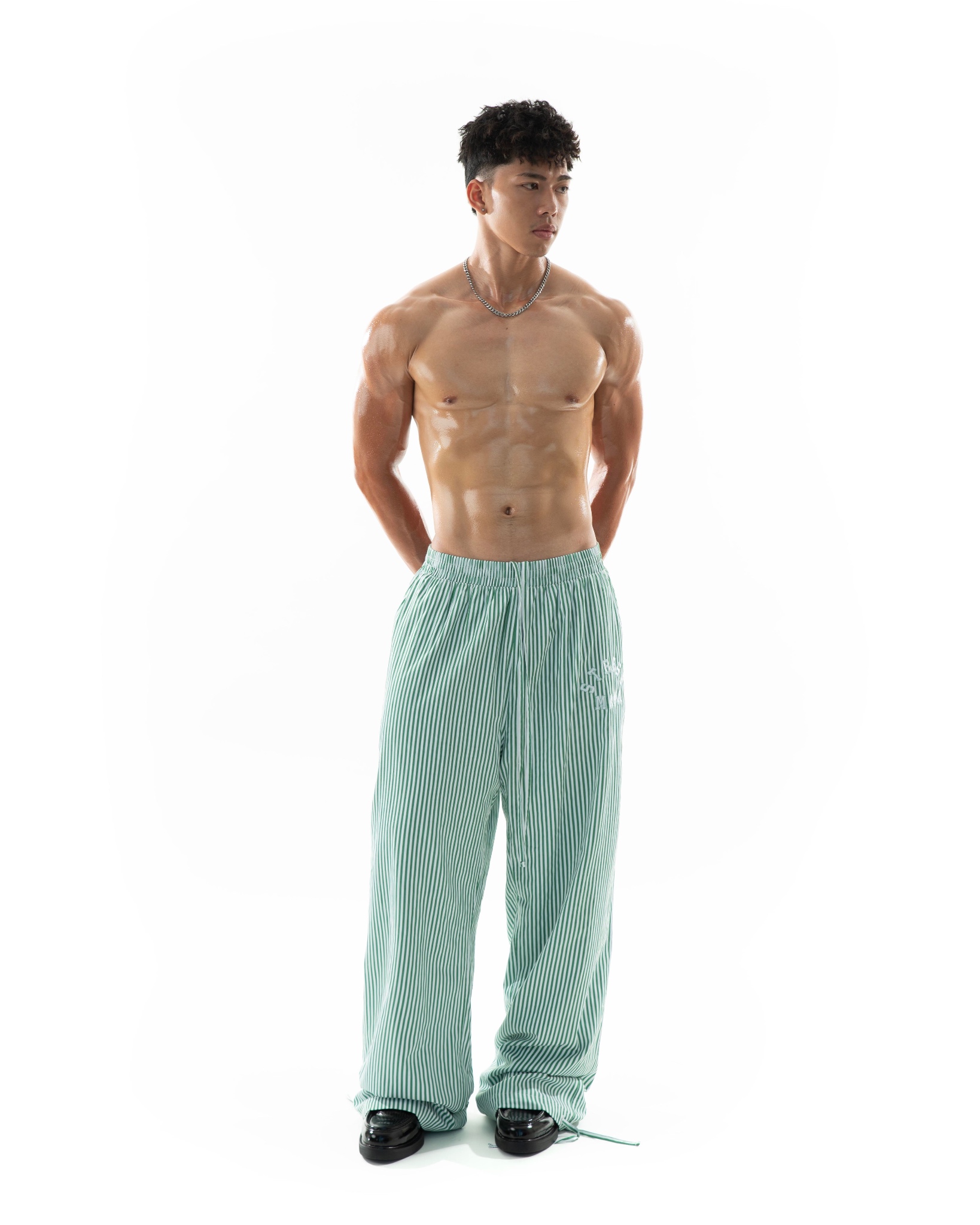 RESORT24 LEISURE PANTS - GREEN STRIPE