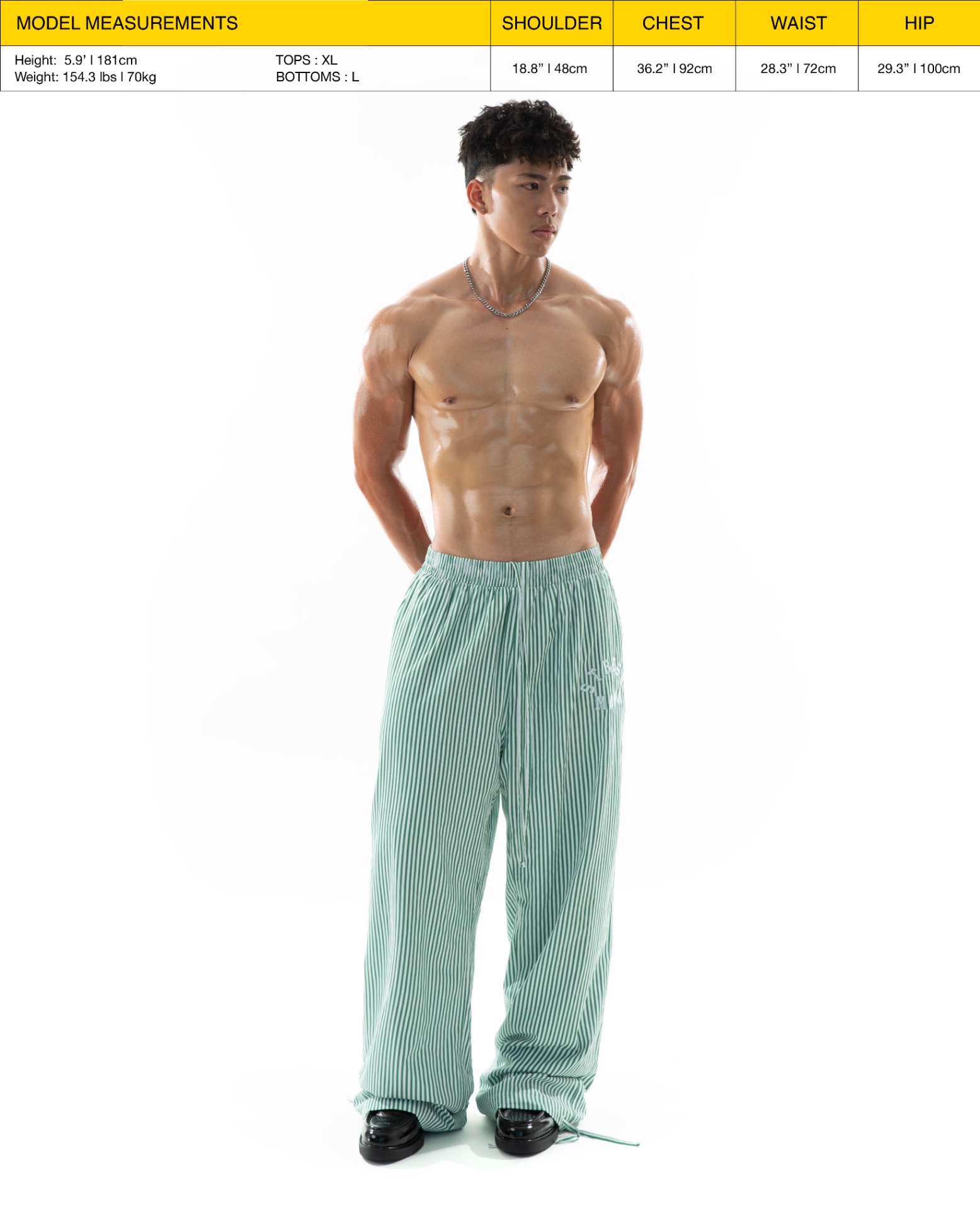 RESORT24 LEISURE PANTS - GREEN STRIPE