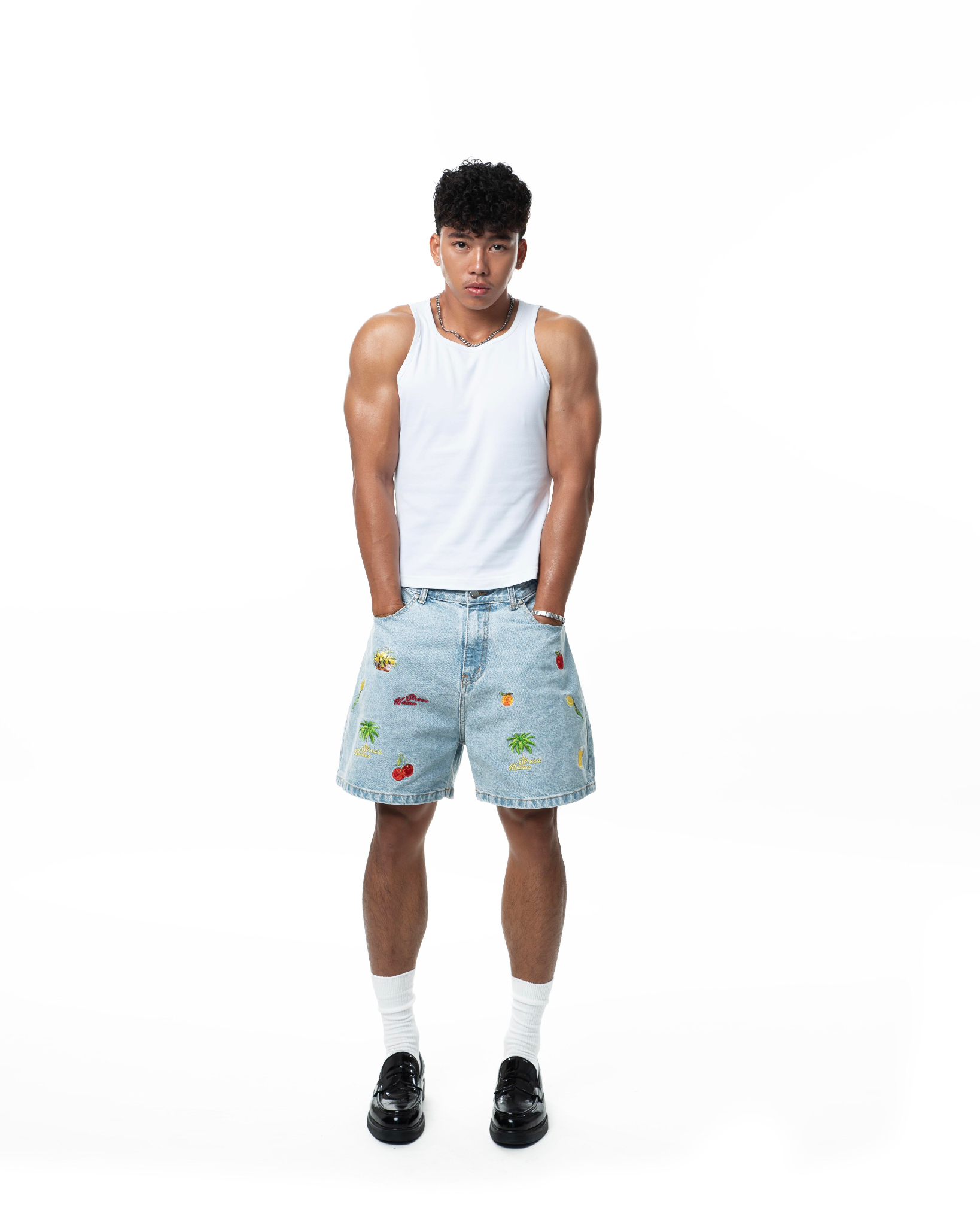 SSMA TROPICALISMO DENIM SHORTS - BLUE