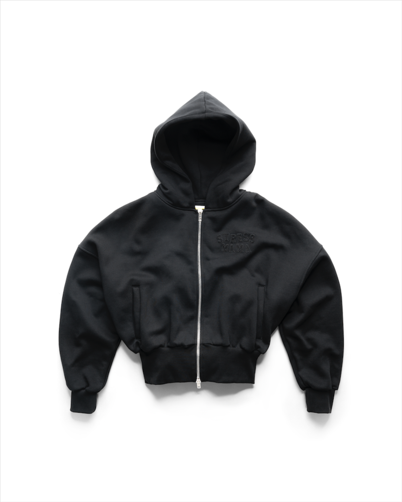 FW24 CROPPED ZIP HOODIE - BLACK